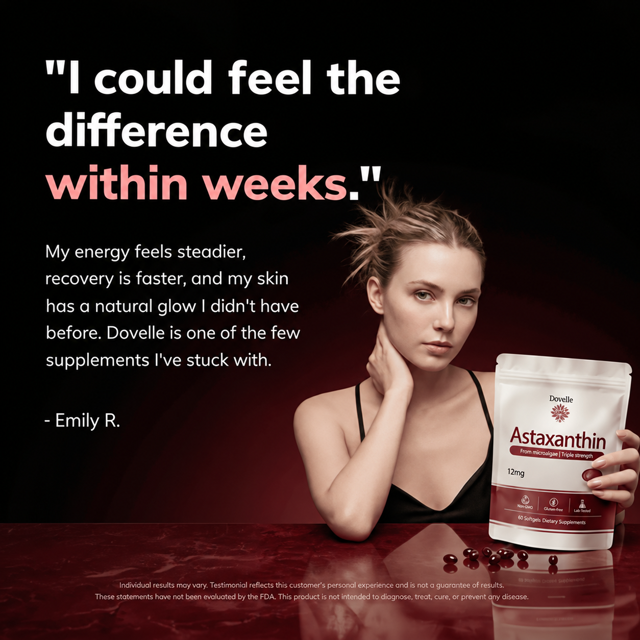 Dovelle Astaxanthin - Nature’s Most Powerful Antioxidant for Whole Body Support & Cellular Protection